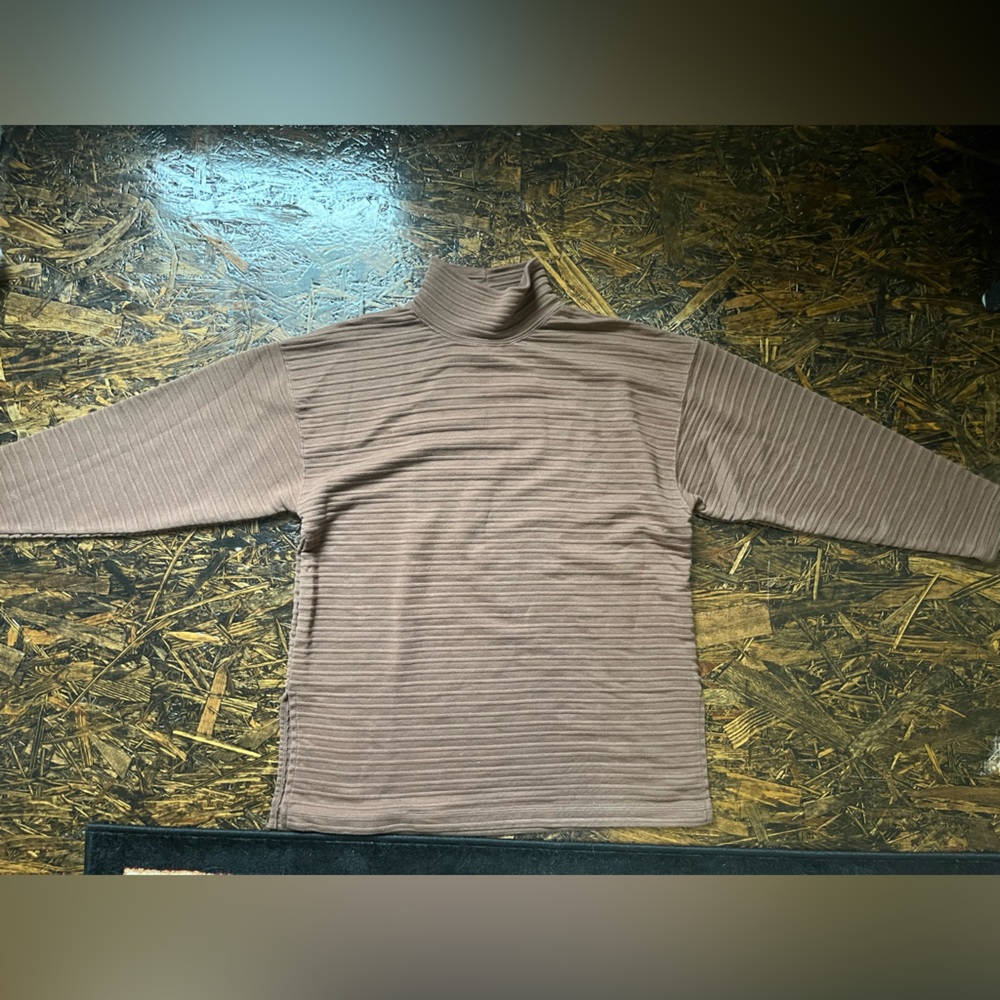 Brown ribbed turtleneck